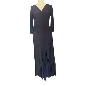 Threads 4 Thought Wrap Hi Low Eco Friendly Black Maxi Dress Lg Minimalism Boho